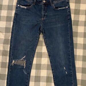 Pilcro Anthropologie Distressed Slim Boyfriend Jeans Medium Blue Wash Stretch 29